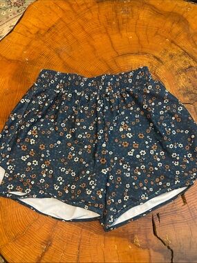 Women’s Green Floral Elastic-Waist w Built-In Biker Shorts Medium Comfortable